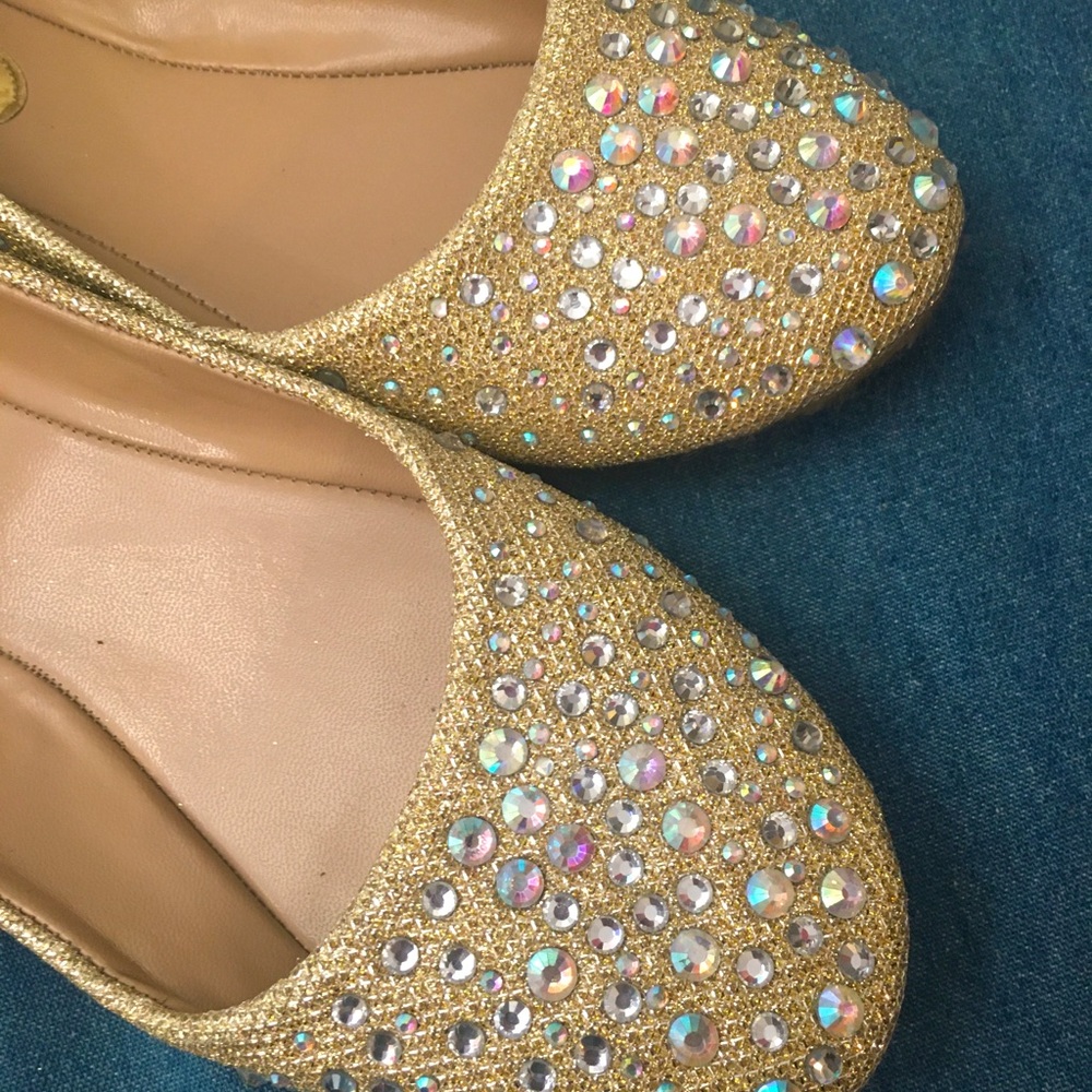 Gold forever flats with bling embellishment